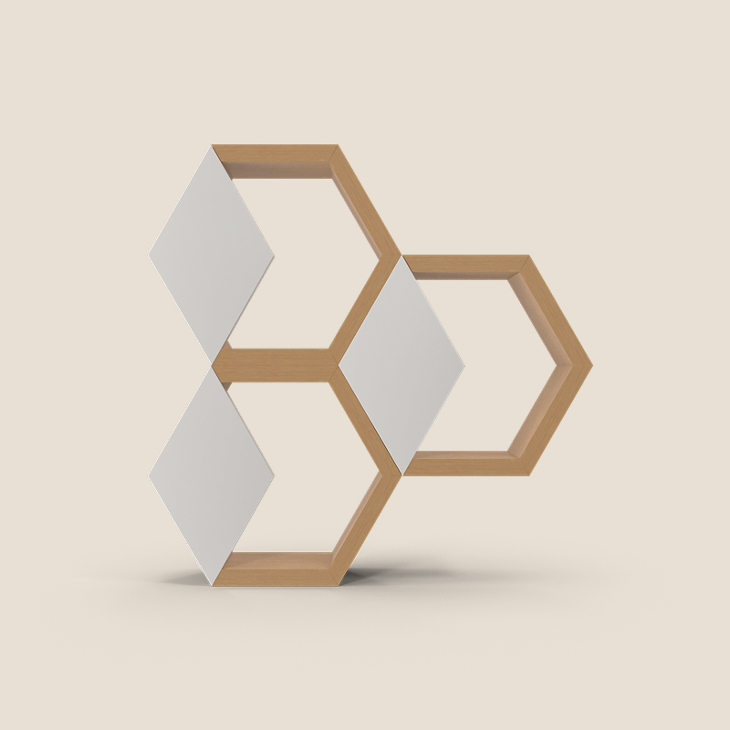 Wall tri-hexagonal shelve